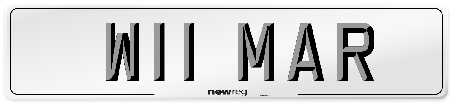W11 MAR Number Plate from New Reg
